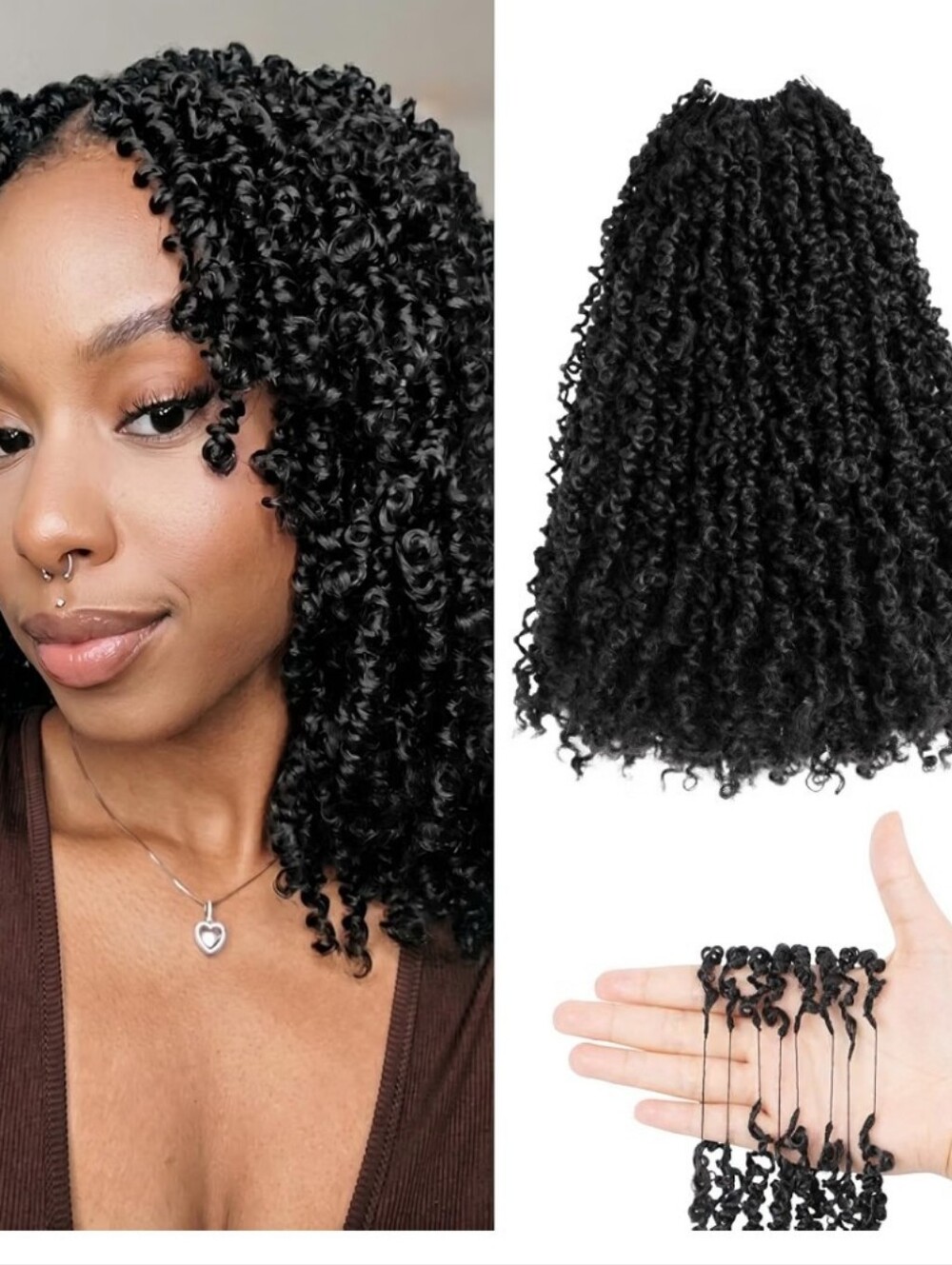 Miracle Knots Yanky Twist Crochet Hair Pre looped Synthetic 10" 8 Packs 1B